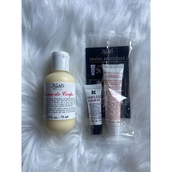 Kiehls Skincare Bundle;‎ Creme De Corps Lip Balm & Hand Body Lotion - Picture 1 of 4